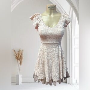 Disney Cinderella Pink Fit and Flare Mini Dress with Flutter Sleeves